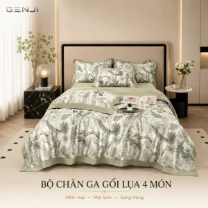 Bộ chăn ga gối lụa 4 món Genji
