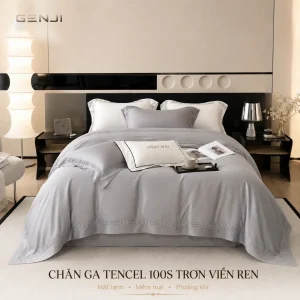 Bộ chăn ga Tencel 100s màu trơn cao cấp hàng nhập GENJI