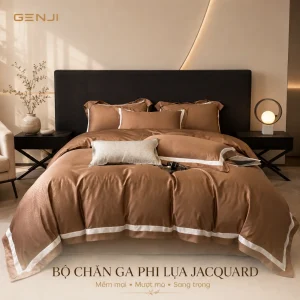 Bộ chăn ga gối phi lụa lạnh Jacquard