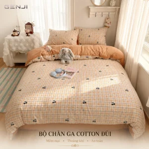 Chăn ga gối cotton đũi hàng nhập Genji
