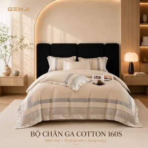 Bộ chăn ga Cotton 160s cao cấp Genji