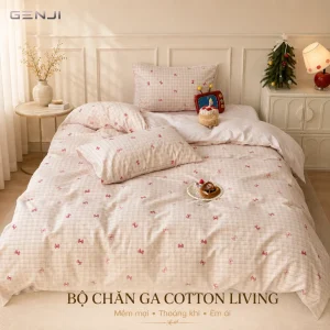 Chăn ga gối cotton living hàng nhập Genji