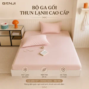Bộ ga gối 3 món thun lạnh Genji hàng nhập cao cấp