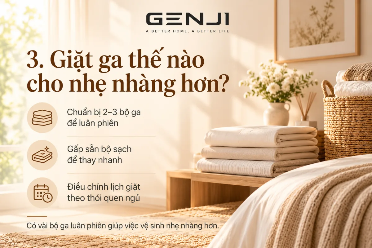 Giặt ga thế nào cho nhẹ nhàng hơn?