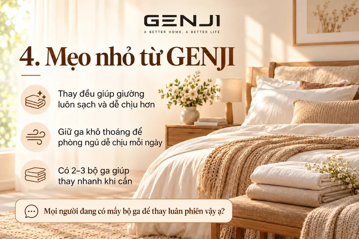 Mẹo nhỏ từ GENJI để giữ ga giường sạch thoáng